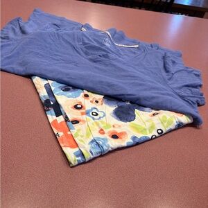 HUE Blue Floral Pajama Set